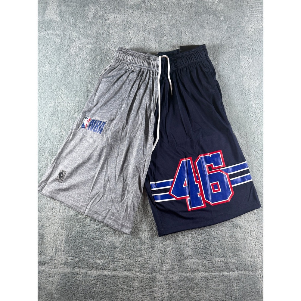 NBA Basketball Shorts Mens Small Navy Gray Split Colorblock Net-Dry Athletic 46